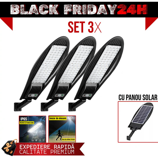 PACHET 2+1 GRATIS! LAMPA SOLARA 1200W LED SENZOR DE MISCARE