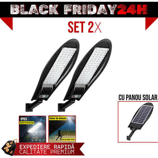 PACHET 1+1 GRATIS! LAMPA SOLARA 1200W LED SENZOR DE MISCARE