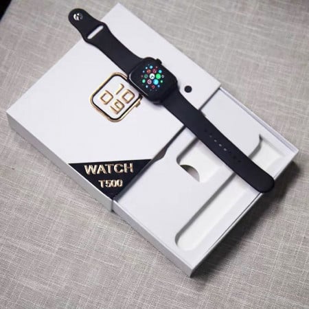 Smartwatch T500, Monitorizare Cardiaca, Tensiune, Sedentarism, Bluetooth 4.2 , Negru, T500-BLACK