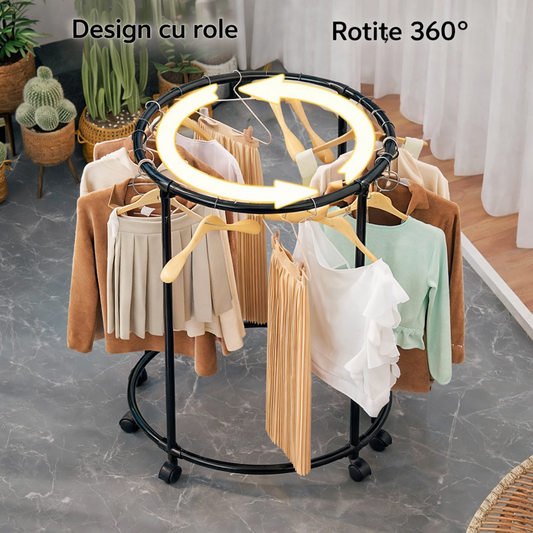 SUPORT DE HAINE ROTATIV 360° – NEGRU