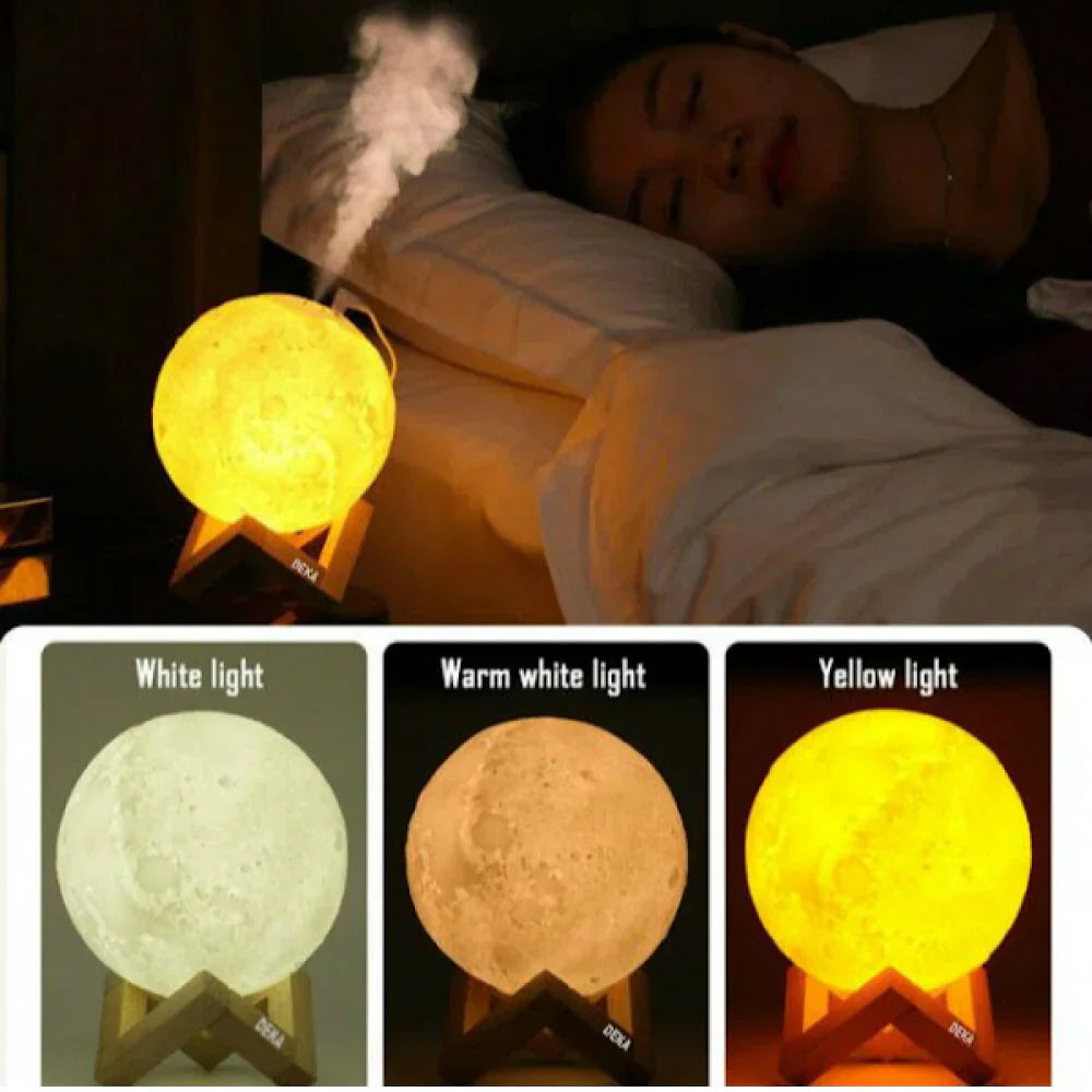 Lampa de veghe in forma de luna cu umidificator 3D