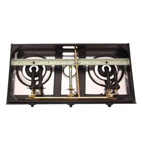 Plită pe gaz cu 3 ochiuri, design din sticlă, compatibilă cu butelie