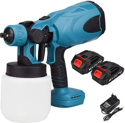 Pistol de vopsit JRH fără cablu cu 2 acmulatori , 800 ml, duză din cupru, presiune ajustabilă, 3 moduri pulverizare, albastru